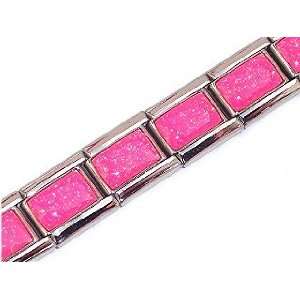  Bright Pink Shimmer Italian Charm Bracelet Jewelry