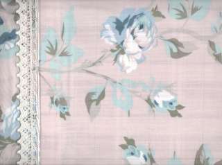 BELMONDO Ashleigh Pink/Blue Rose Lace trim QUEEN Quilt/Doona Cover Set 