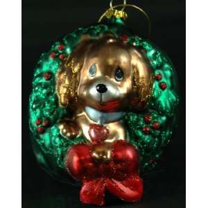 Precious Moments Christmas Ornament Dog In Wreath NEW 