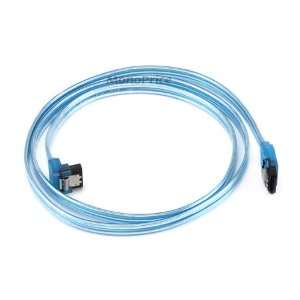 SATA2 Cables w/Locking Latch / UV BLUE   36 Inches (90 Degree to 180 