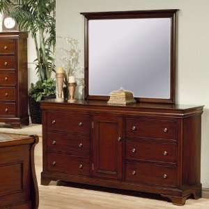  Wildon Home Kearny Dresser and Mirror Set in Deep Mahogany 