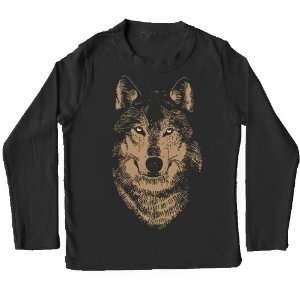  Organic Wolf Shirt, long sleeve black: Baby