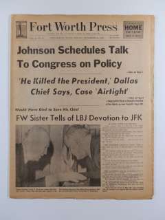   the President JFK Kennedy Fort Worth Press November 24 1963 Newspaper