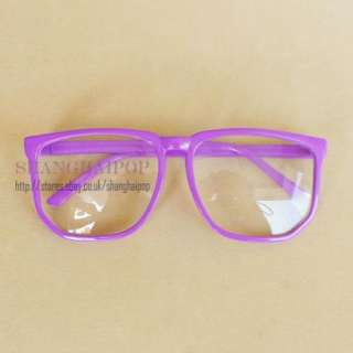 Purple Clear Lens Glasses Big Large Frame Wayfarer Party Costume Men 