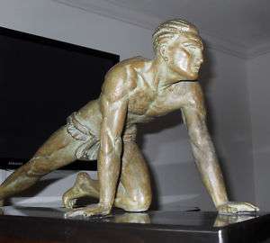   de Roncourt signed Sculpture, Athlete French Art Deco  