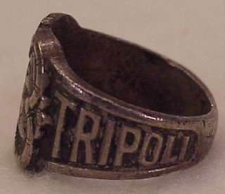Masonic Shrine Tripoli Temple Milwaukee WI Metal Souvenir Ring Silver 