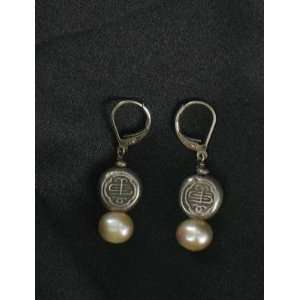  GORGEOUS STERLING SILVER and PINK PEARL EARRINGS 