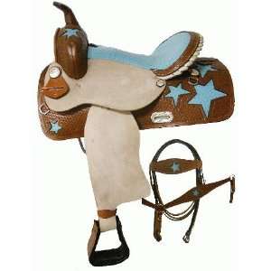  Turquoise Ostrich Barrel Saddle & Tack With Stars Sports 
