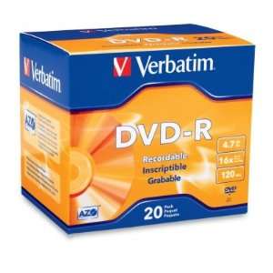  Verbatim DVD R 4.7GB 16X Branded Surface 20pk Slim Case 