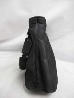 Prada Black Quilted Nylon Plastic & Leather Strap Small Bag  