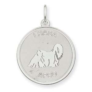  Sterling Silver Lhasa Apso Disc Charm: Jewelry