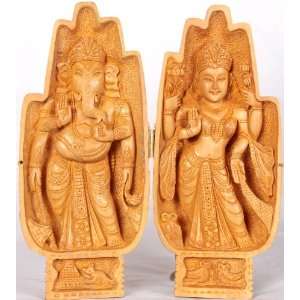  Goddess Lakshmi and Ganesha In Folding Hands   Kadamba 
