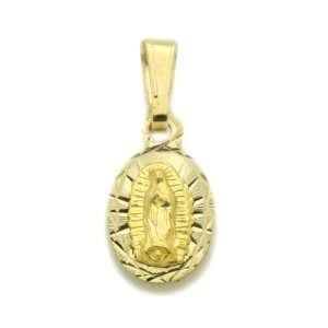   Lady Of Guadalupe & Bautizo Yellow Gold Charm 0.7 Inch Long Jewelry