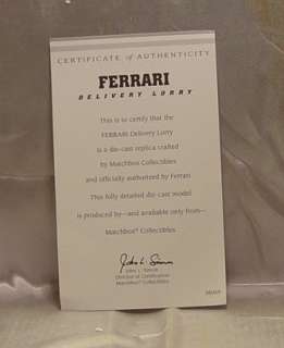   330 Ferrari Delivery Lory Tractor Trailer 150 38049 COA MIB  