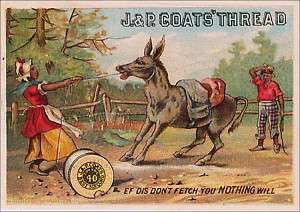 Black Couple, Mule: Coats Thread, Victorian Trade Card.  