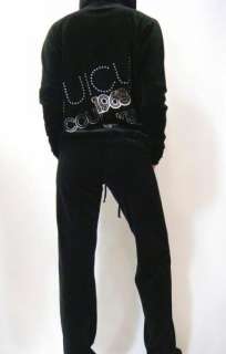 NWT JUICY COUTURE Black Stud Tracksuits Hoodie & Pants 2 Pieces Size P 