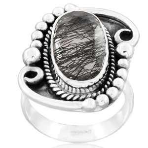   Sterling Silver Natural Tourmaline Quartz Gemstone Ring Jewelry Size 8