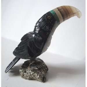  Natural Gemstone Black Onyx Toucan 3.75h 