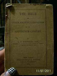  Ancient Literature of the 19th century 1885 by LT Townsend DD  