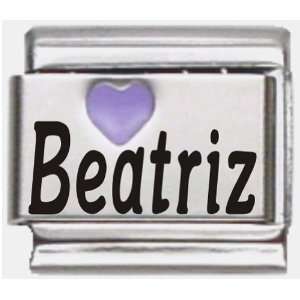  Beatriz Purple Heart Laser Name Italian Charm Link 