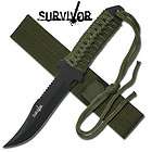 Black Fixed Blade Survival Knife with Nylon Rope Handle