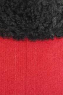   Red Wool Coat Black Persian Lamb Collar & Cuffs 50s B42  
