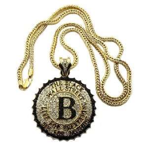  Gold Iced Out The Black Wall Street Pendant with a 36 Inch 