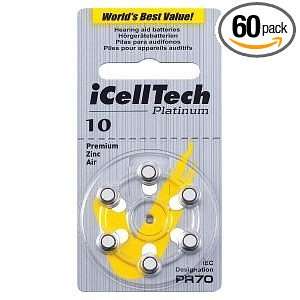  iCell Tech Size 10 Hearing Aid Batteries **Platinum 