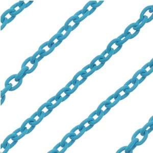  Matte Turquoise Color Coated 2mm Oval Cable Chain By Ezel 