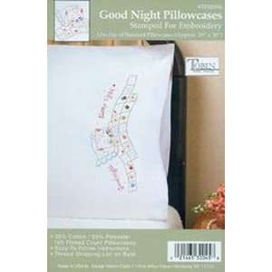  Stamped Pillowcase 20x30 Pair For Embroidery: Good Night 