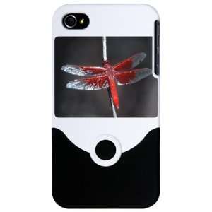  iPhone 4 or 4S Slider Case White Red Flame Dragonfly 