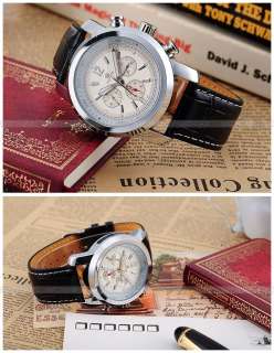 D13 White Dial Men Leather Band Stainless Steel Case Mechanical 6 