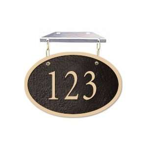   ALUMINUM PLAQUE OVAL BLACK GOLD CHARACTERS HANGING: Home & Kitchen