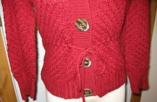 The Limited Red Knit Button Down Cardigan With Tie S  