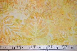 YELLOW Orange Maple Oak Leaf Batik Fabric Timeless 1y  