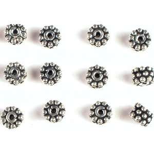 Three Layer Granulated Beads (Price Per Four Pieces)   Sterling Silver