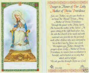 Our Lady Divine Providence Catholic Holy Prayer Card  