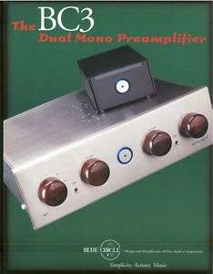 Blue Circle BC3 Dual Mono Pre Amplifier Brochures  