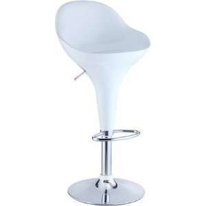  White & Chrome Adjustable Height Bar Stools With Higher 