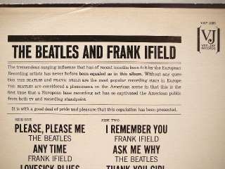 Vinyl Record Album The Beatles & Frank Ifield On Stage Jolly What Vee 