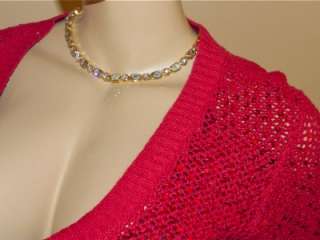 SIZZLIN HOT RED SEQUINED METALLIC CROPPED SHRUG BOLERO TOP ~ MED 