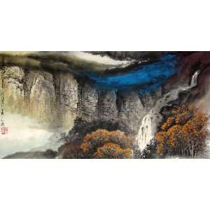   the Streams, Original Chinese Painting By Shen, Bin 