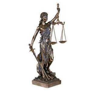 JUSTITIA Themis Goddess of Justice & Law Statue Real Bronze Powder 