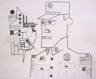 SAUL STEINBERG Signed 1970 Lithograph   The General  
