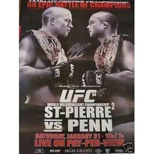    GEORGE ST PIERRE SIGNED UFC POSTER VS BJ PENN: Sports & Outdoors