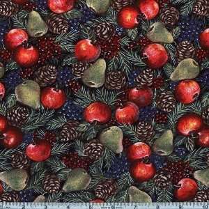   Christmas Fruit Black Fabric By The Yard: Arts, Crafts & Sewing