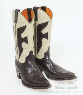   Brown And Cream Leather And Studded Daisy Duke Boots Size 8 M  