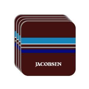   Name Gift   JACOBSEN Set of 4 Mini Mousepad Coasters (blue design