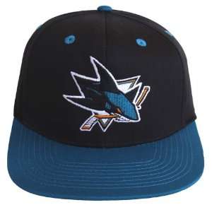   Jose Sharks Retro Logo Hat Cap Snapback Black Teal 