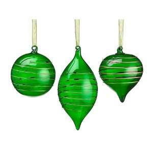   Ornament (1 Ea. of 3 Styles) Green Gold (Pack of 2): Home & Kitchen